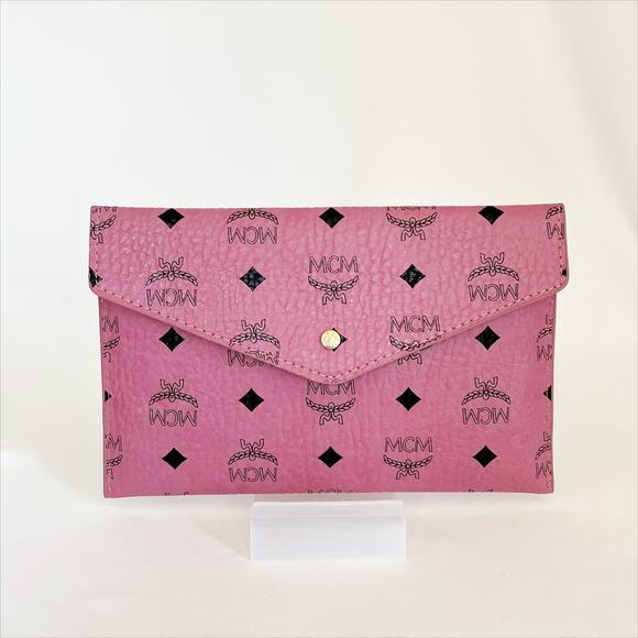 🚨LOW START! MCM Leather Envelope Clutch Pink Visetos - Picture 12 of 12